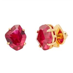 KATE SPADE • Gold Treasure Trove Fuchsia Earrings Signature Spade Backs